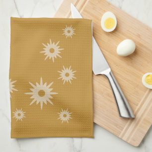 Moderne Ochre Gold Starburst-design uit de middele Theedoek