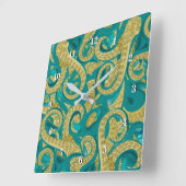 Moderne octopus Art Wall-klok - Schilderen Vierkante Klok (Hoek)