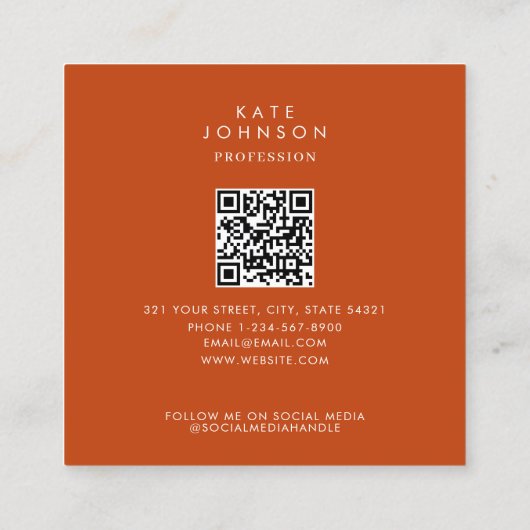 Moderne Octopus Coastal QR Code Social Media Vierkante Visitekaartje (Achterkant)