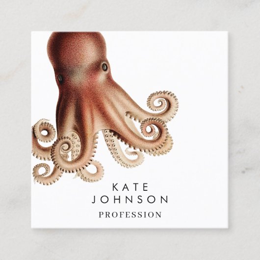 Moderne Octopus Coastal QR Code Social Media Vierkante Visitekaartje (Voorkant)