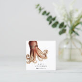 Moderne Octopus Coastal QR Code Social Media Vierkante Visitekaartje (Staand voorkant)