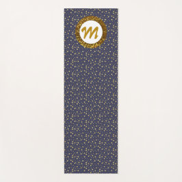 Moderne Oefen Yoga Monogram Gouden Glitter Blauwe Yogamat