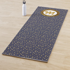 Moderne Oefen Yoga Monogram Gouden Glitter Blauwe Yogamat