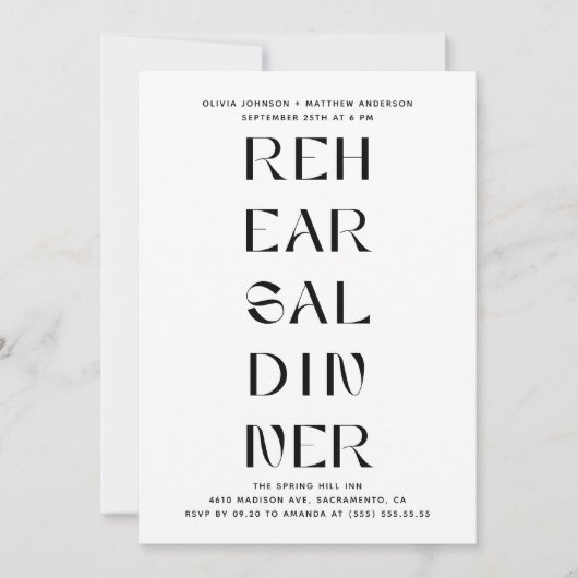 Moderne Oefenavond Dinner | Redactionele Typografi Kaart (Voorkant)