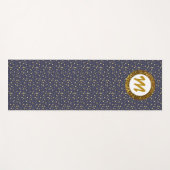 Moderne Oefening Yoga Monogram Goud Glitter Blauw Yogamat (Voorkant (horizontaal))