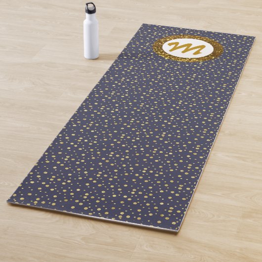 Moderne Oefening Yoga Monogram Goud Glitter Blauw Yogamat (In situ)