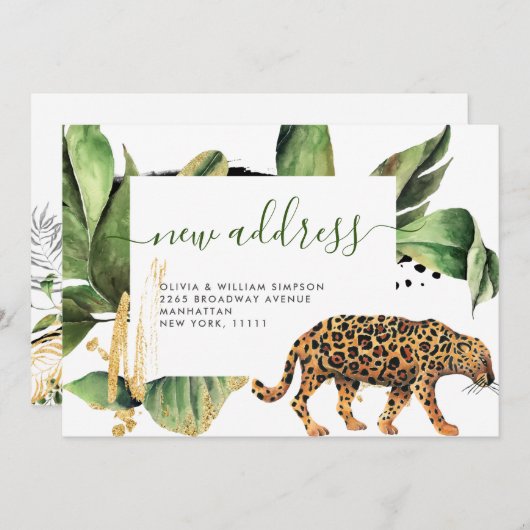 Moderne Oerwoud Greenery Moving Announcement Kaart (Voorkant / Achterkant)