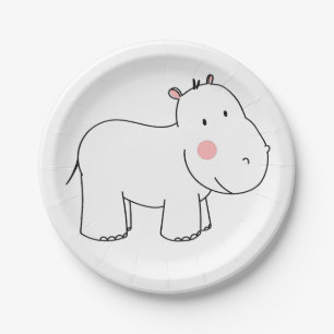 Moderne Oerwoud Hippo Minimalistische Partij Baby  Papieren Bordje