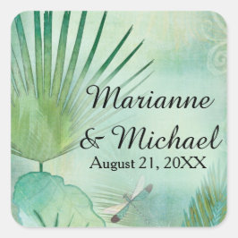 Moderne Oerwoud met tropisch strand Vierkante Sticker