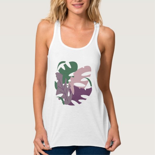 Moderne Oerwoud Tropische Monstera Colorful Leaves Tanktop (Voorkant)