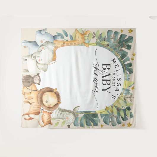 Moderne oerwouden dieren schattige safari achterva wandkleed (Voorkant (horizontaal))