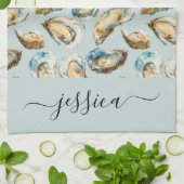 Moderne oesters patroon script naam theedoek (Gevouwen)