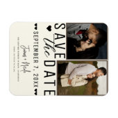 Moderne Off White Save the Date 2 Foto Bruiloft Magneet (Horizontaal)