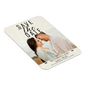 Moderne Off White Save the Date Trouwfoto Magneet (Rechterzijde)