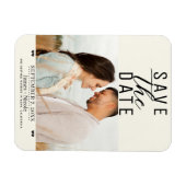 Moderne Off White Save the Date Trouwfoto Magneet (Horizontaal)