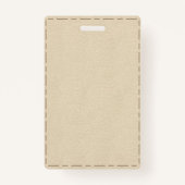 Moderne off wit bruin gestikt faux leer foto badge (Achterkant)