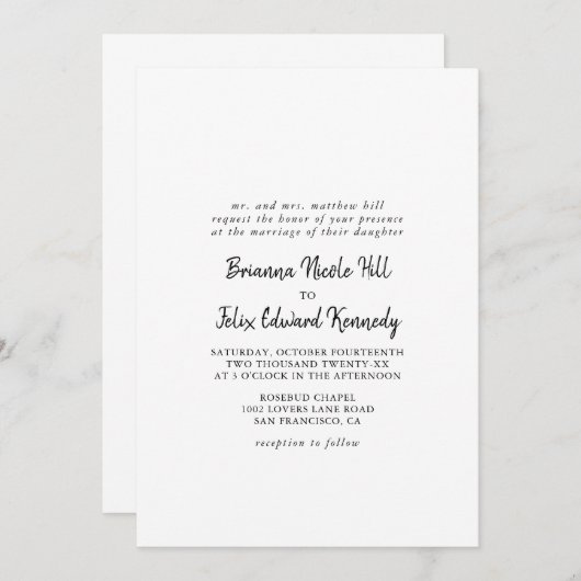 Moderne officiële bruiloft kaart (Voorkant / Achterkant)