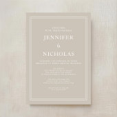 Moderne officiële Taupe beige virtuele bruiloft Kaart