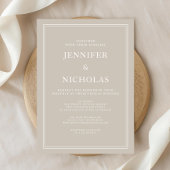 Moderne officiële Taupe beige virtuele bruiloft Kaart