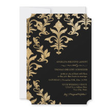 Moderne offset Damask Wedding-uitnodigingen Faux G