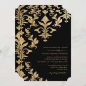 Moderne offset Damask Wedding-uitnodigingen Faux G Kaart (Voorkant / Achterkant)