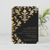 Moderne offset Damask Wedding-uitnodigingen Faux G Kaart (Staand voorkant)