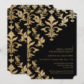 Moderne offset Damask Wedding-uitnodigingen Faux G Kaart (Voorkant / Achterkant)