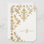 Moderne offset Damask Wedding-uitnodigingen Faux G Kaart (Achterkant)