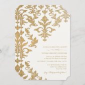 Moderne offset Damask Wedding-uitnodigingen Faux G Kaart (Voorkant / Achterkant)