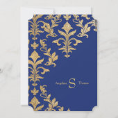 Moderne offset Damask Wedding-uitnodigingen Faux G Kaart (Achterkant)