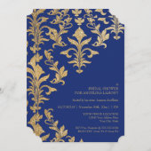 Moderne offset Damask Wedding-uitnodigingen Faux G Kaart (Voorkant / Achterkant)