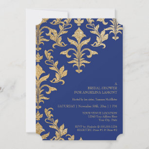 Moderne offset Damask Wedding-uitnodigingen Faux G Kaart