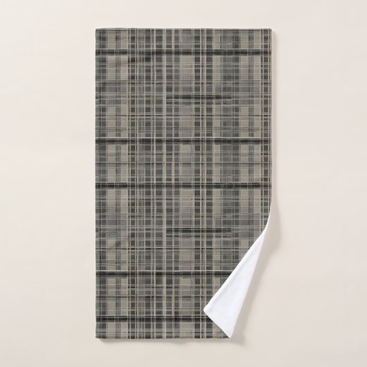 Moderne Offset Plaid Grijze tinten Bad Handdoek (Handdoek)
