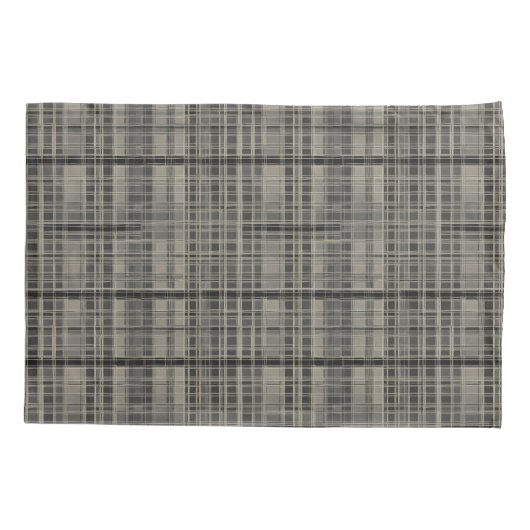 Moderne Offset Plaid Grijze tinten Kussensloop (Achterkant)
