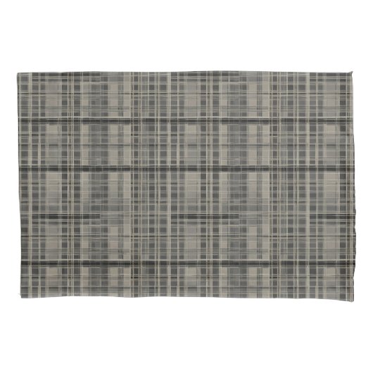 Moderne Offset Plaid Grijze tinten Kussensloop (Voorkant)
