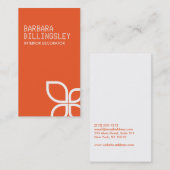 MODERNE OFFSET WITTE BLOEM op ORANJE Visitekaartje (Voorkant / Achterkant)