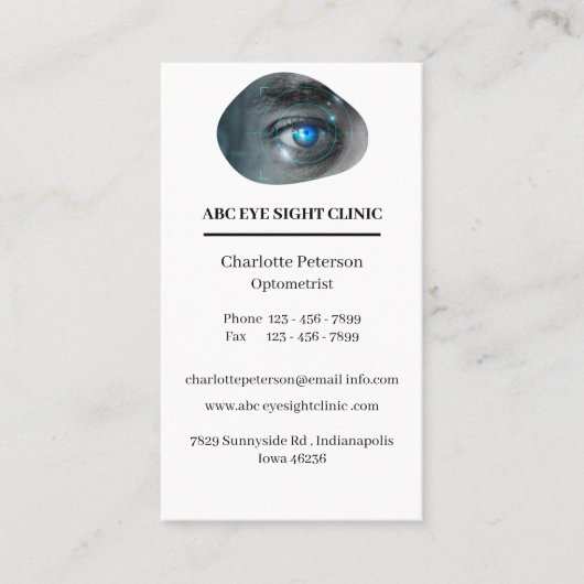Moderne oftalmoloog — Optometrist Visitekaartje (Voorkant)