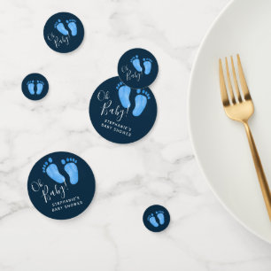Moderne Oh Baby Boy Navy Blauwe Baby Shower Confetti