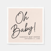 Moderne Oh Baby Script Blush Baby Shower Servet (Voorkant)