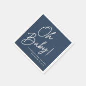 Moderne Oh Baby Script Navy Baby Shower Servet (Hoek)