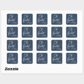 Moderne Oh Baby Script Navy Baby Shower Vierkante Sticker (Vel)