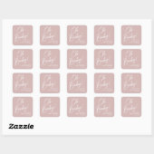 Moderne Oh Baby Script Stof Roze Baby Shower Vierkante Sticker (Vel)