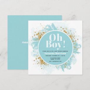 Moderne Oh Boy Baby Shower Glitter Uitnodiging