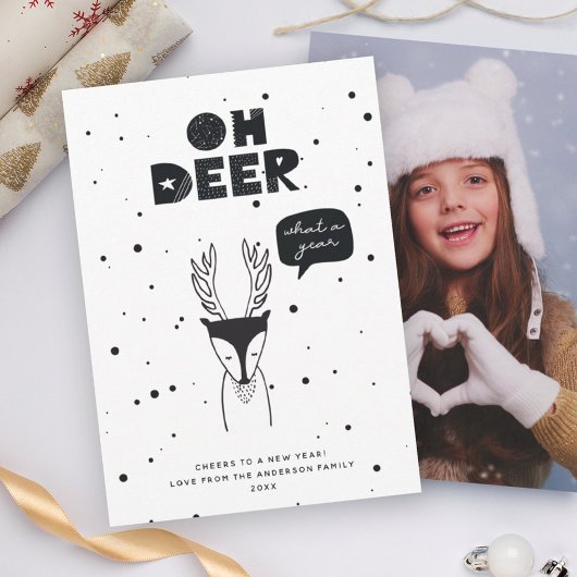 Moderne Oh Deer Leuk Puntje Trend Scandinavische F Feestdagenkaart