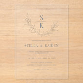 Moderne oliage Leaf Sketch Drawing Elegant Wedding Acryl Uitnodigingen (Voorkant)