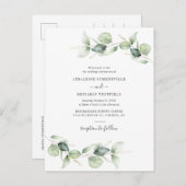 Moderne olierijke weddenschap met Eucalyptus Green Uitnodiging Briefkaart (Voorkant / Achterkant)