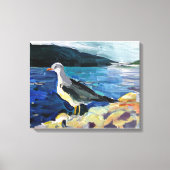 Moderne olieverfschilderbergen en bloeiende bomen canvas afdruk (Voorkant)