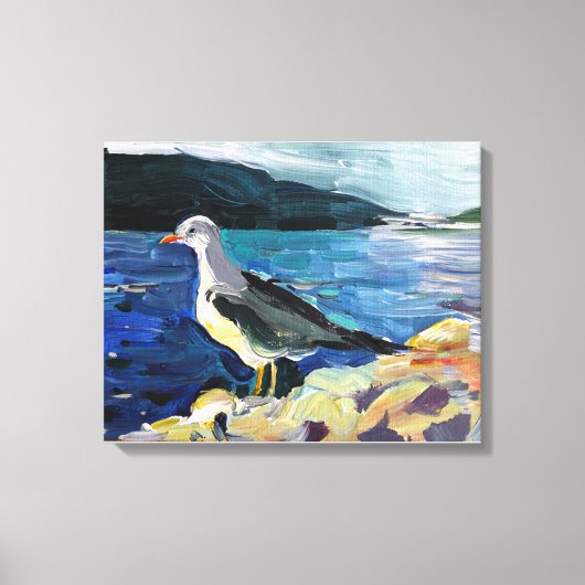 Moderne olieverfschilderbergen en bloeiende bomen canvas afdruk (Voorkant)