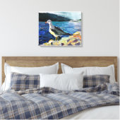 Moderne olieverfschilderbergen en bloeiende bomen canvas afdruk (Insitu (Slaapkamer))