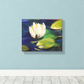 Moderne olieverfschildering, lelie in de vijver canvas afdruk (Insitu (Houten vloer))